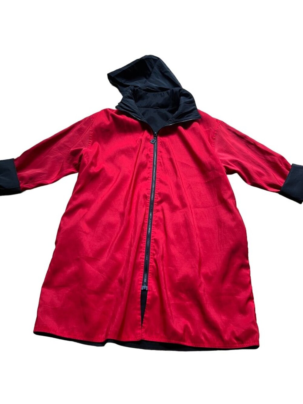 Mycra Pac Size S/M Red Black Reversible Packable Hooded Travel Raincoat Jacket